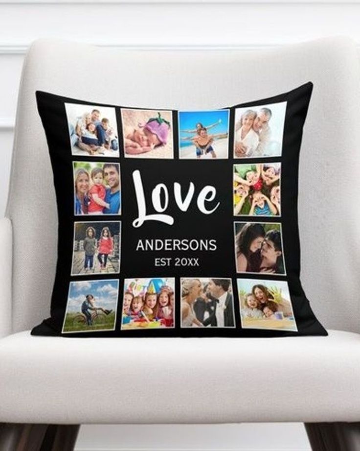 "Love" Custom Family Photo Collage Personalized Throw Pillow ''