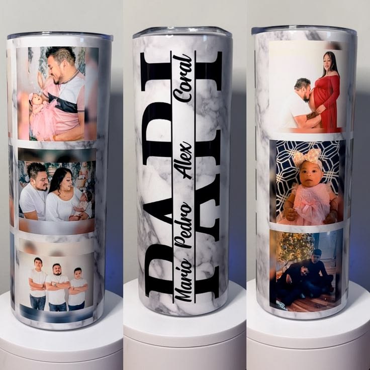 Custom Father’s Day Photo Tumbler – Personalized Names & 6-Photo Collage