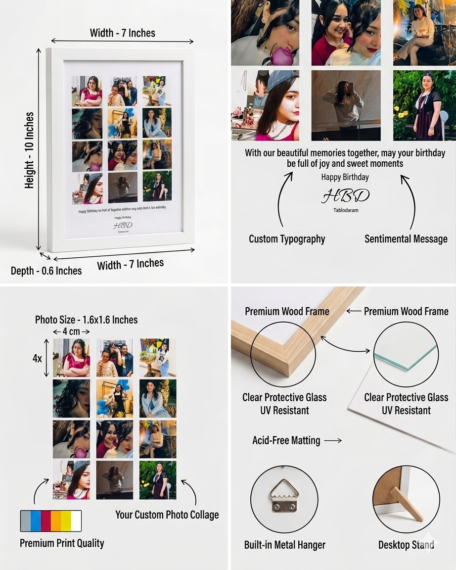 Custom Photo Collage Birthday Frame – 12 Photos Personalised Gift - Image 2
