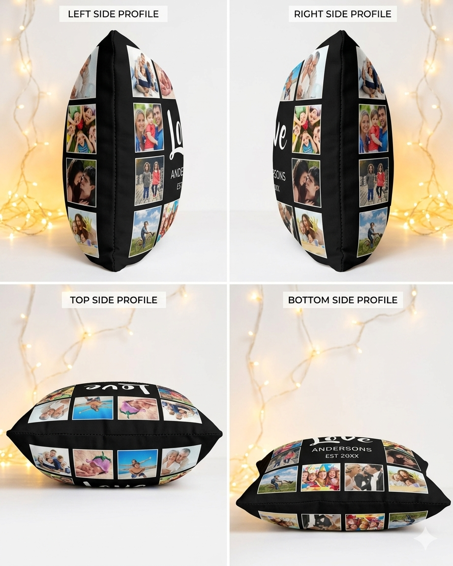 "Love" Custom Family Photo Collage Personalized Throw Pillow '' - Image 2