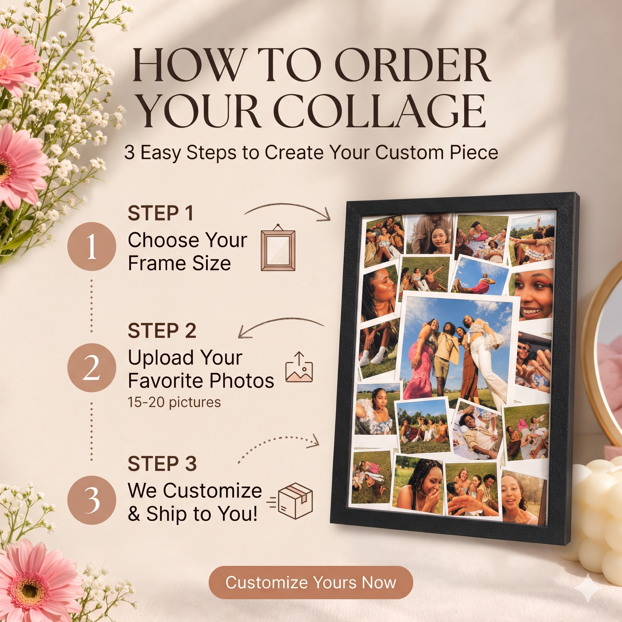 Custom Polaroid-Style Collage Photo Frame - Image 3